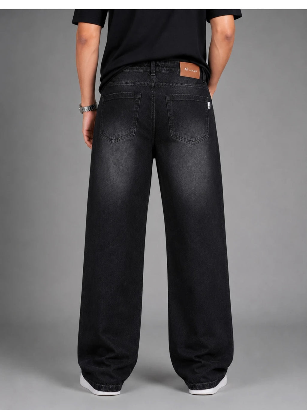 StreetMart Black Relaxed Fit Baggy Jeans