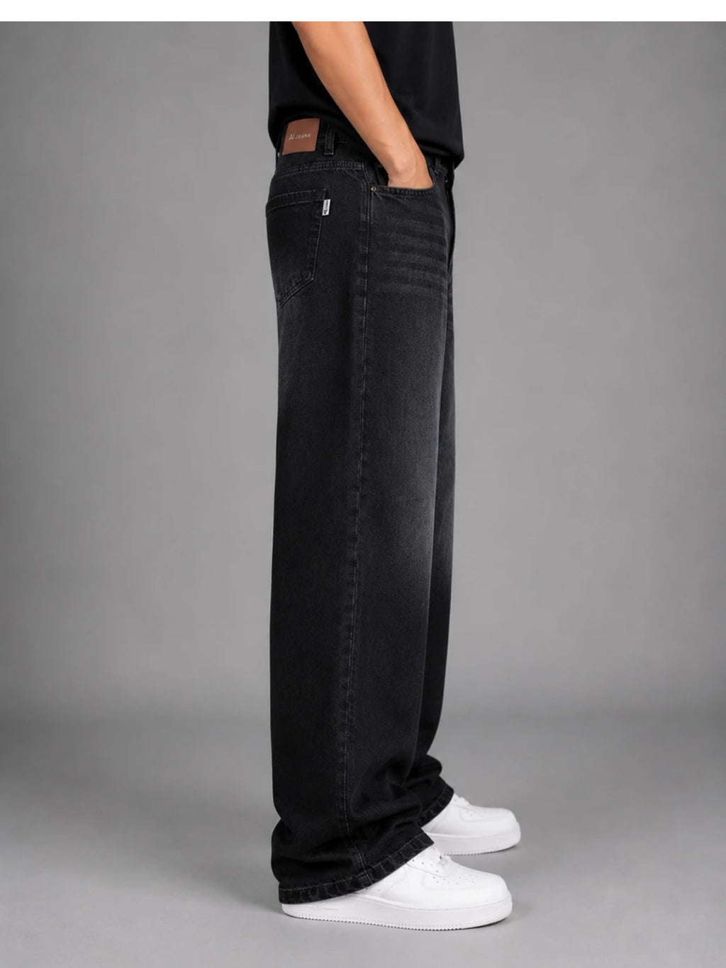 StreetMart Black Relaxed Fit Baggy Jeans