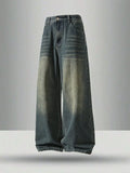 Vintage Washed Baggy Fit Jeans – Charcoal Black
