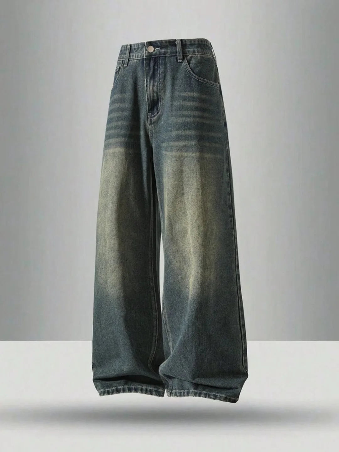 Vintage Washed Baggy Fit Jeans – Charcoal Black